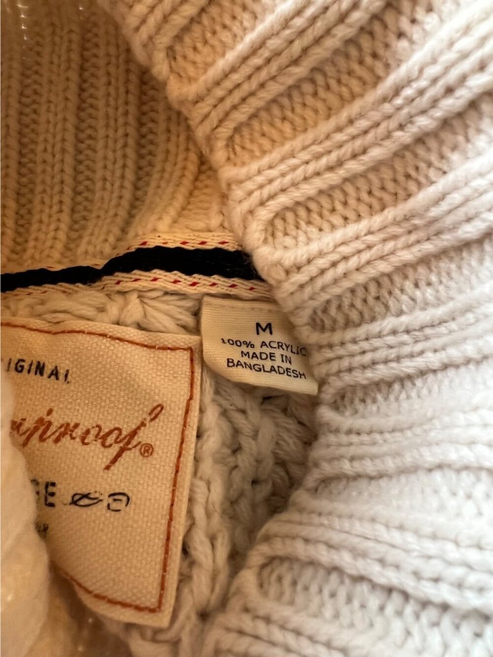 Weatherproof Cream Cable Knit Fishman Sweater Classic Holiday Winter Ski Medium - Picture 9 of 12